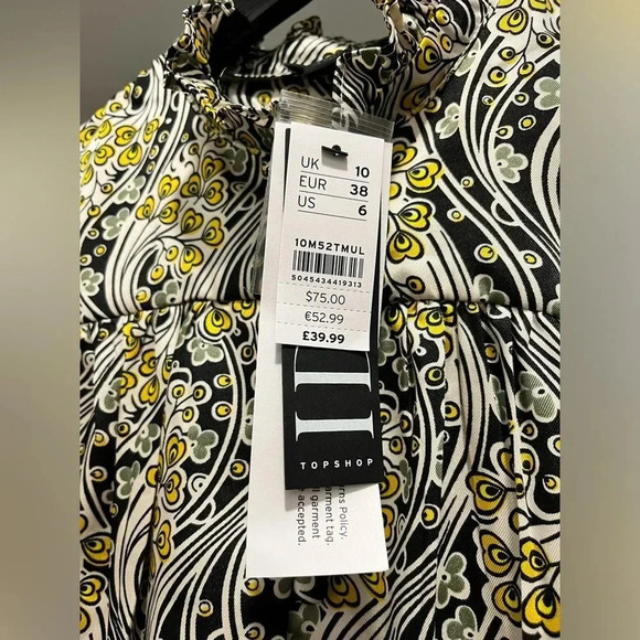 Topshop IDOL paisley mini dress in multi w/ long puff sleeves size 6 NWT Womens - Picture 7 of 14